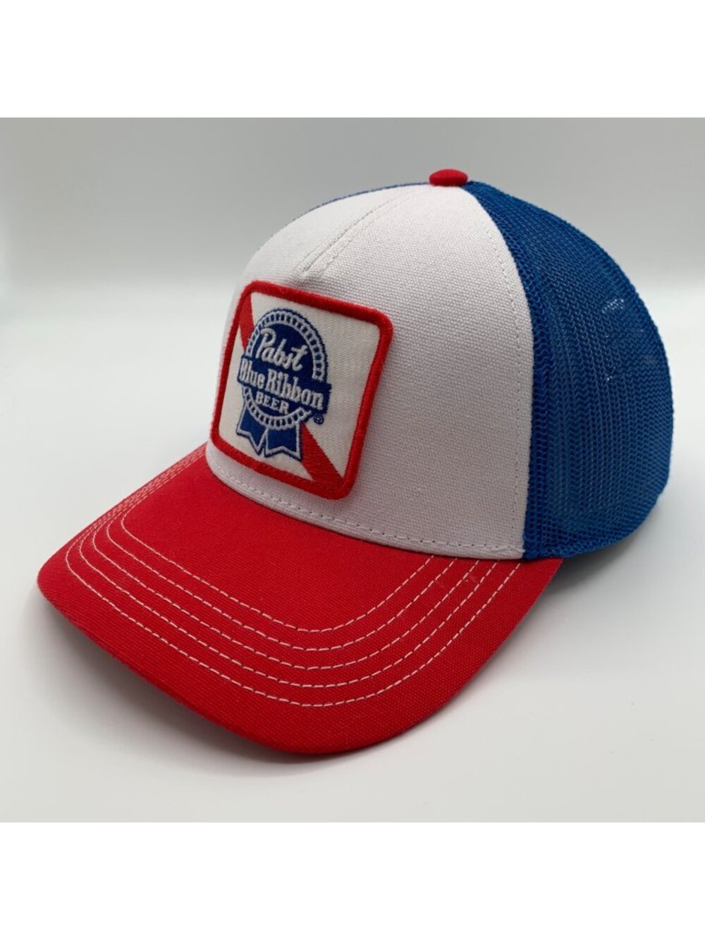 Pabst Blue Ribbon Red White Blue American Needle Snapback Trucker Hat